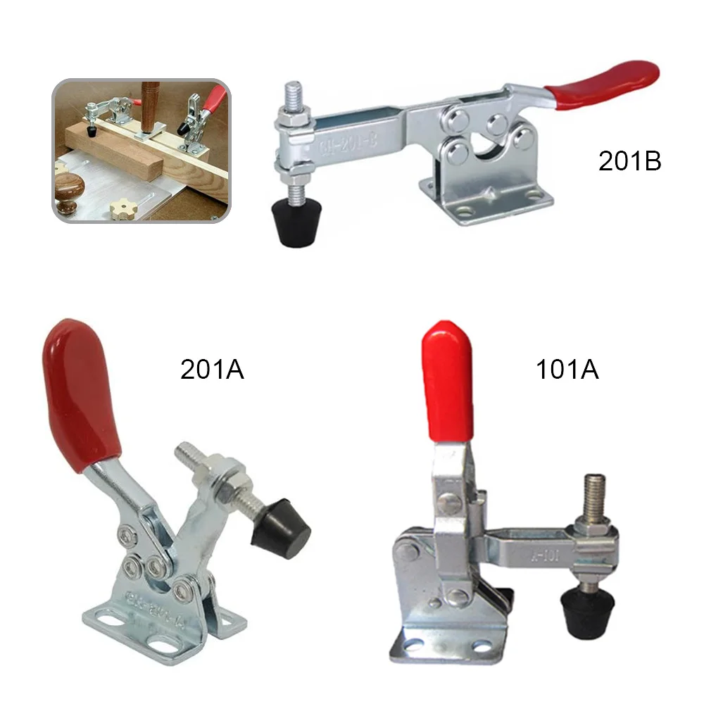 1-4 Uds GH-201A/201B/101A abrazadera de palanca 100kg abrazaderas horizontales de liberación rápida palanca de bloqueo herramienta de mano Clip de carpintería