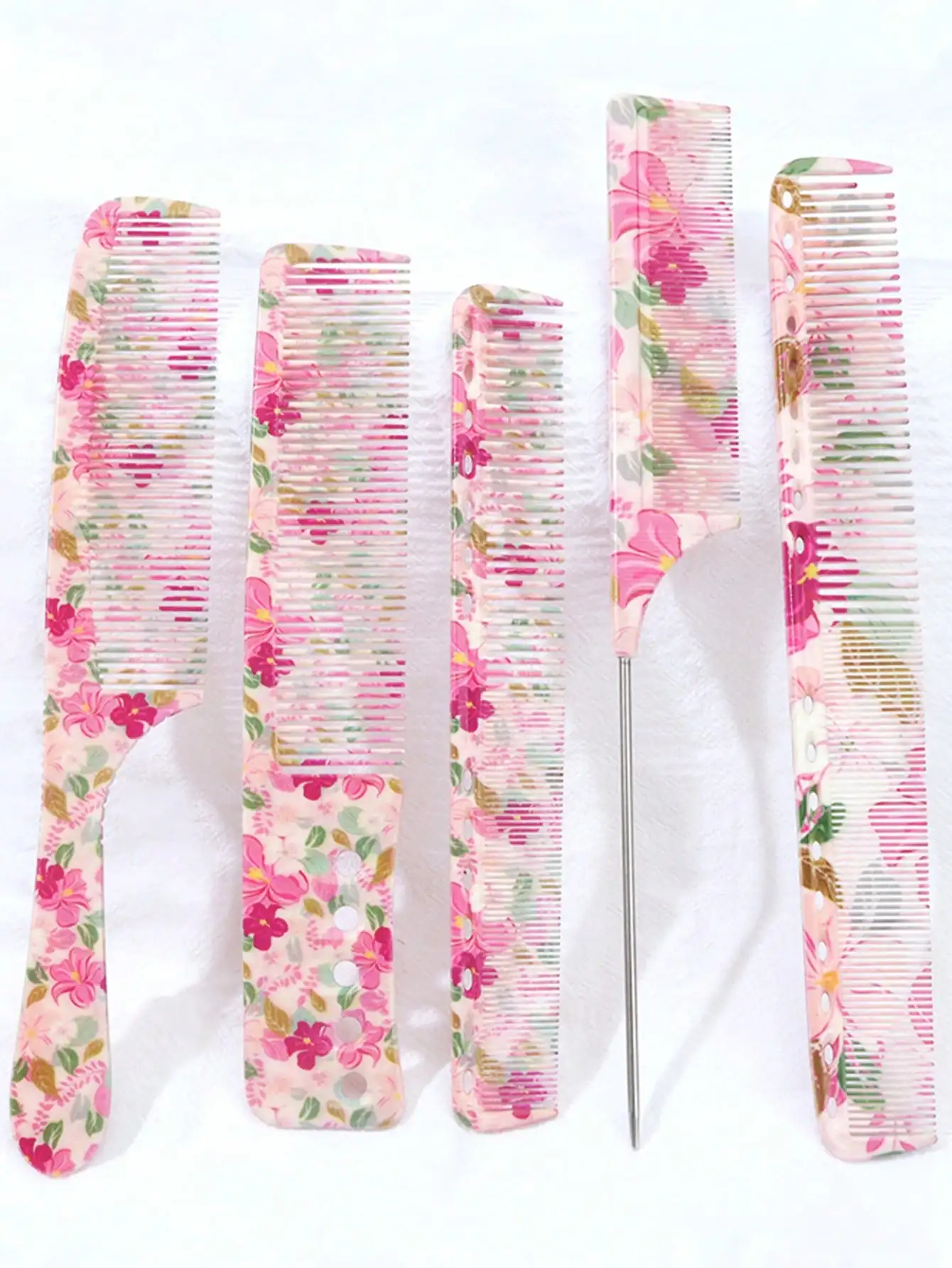

1/2/3/5 Pcs Floral Hair Comb Set, Suitable For Fashionable Women And Children--Anti-Static, Durable--Suitable For Curly, Straight, Thick Or Fine Hair--One-Stop Hair Care Solution, Styling Hair Brush