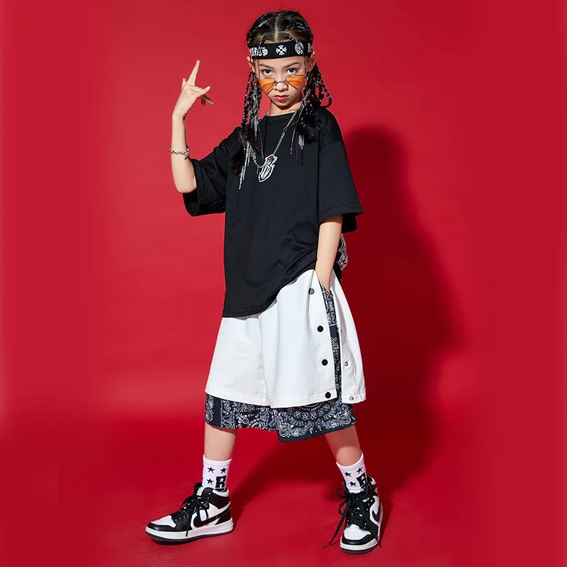 Children's hip-hop hip-hop hip-hop costumes, fashionable boys' dance costumes, trendy brand short-sleeved children's clothes