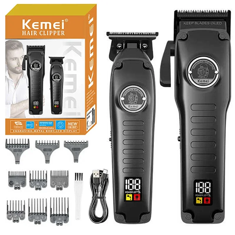 Kemei Combo Hair Clippers Zinc Alloy Housing Hair Beard Trimmer For Men Professional Precision Haitcut Machine rechargeable