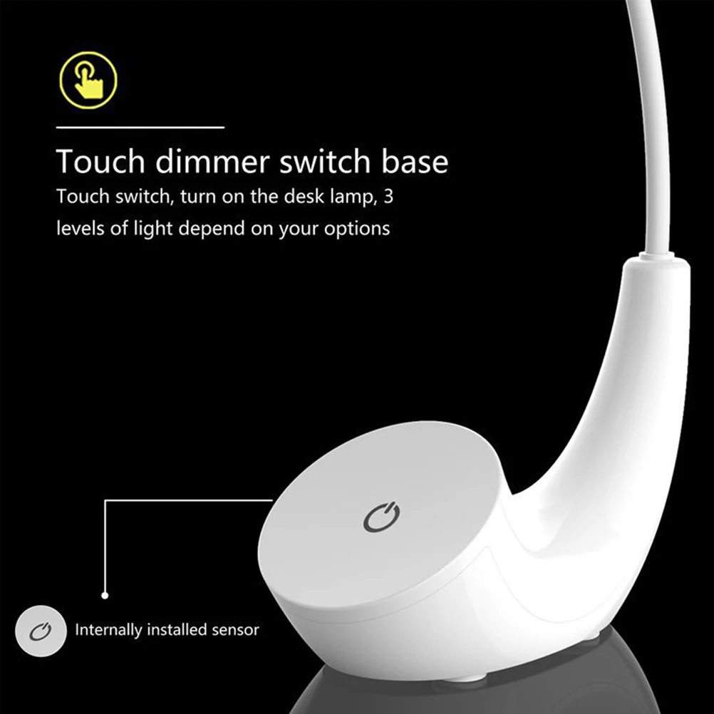 

3 Dimming Levels Led Desk Lamp Touch Control Gooseneck Table Light With Usb Charging Port Eye-Caring Flicker