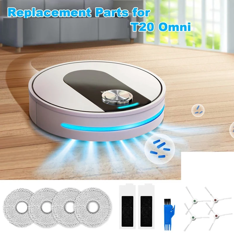 Kit Suku Cadang Pengganti untuk Ecovacs Deepot T20 Omni/T20/T20 Max/T20 Pro Robot Penyedot Debu Filter HEPA Sikat Samping Kain Pel