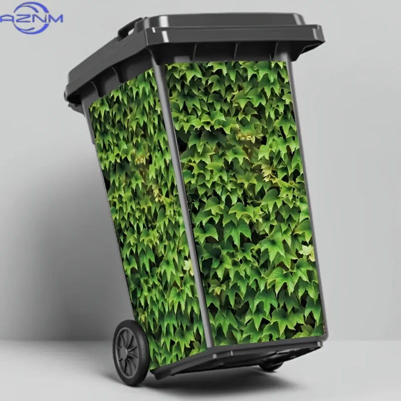 3pcs, 2D Flat Pattern Sticker - Green Vine Plant Leaves Pattern - Home Outdoor Trash Can Decal, Suitable for Home Outdoor Tras