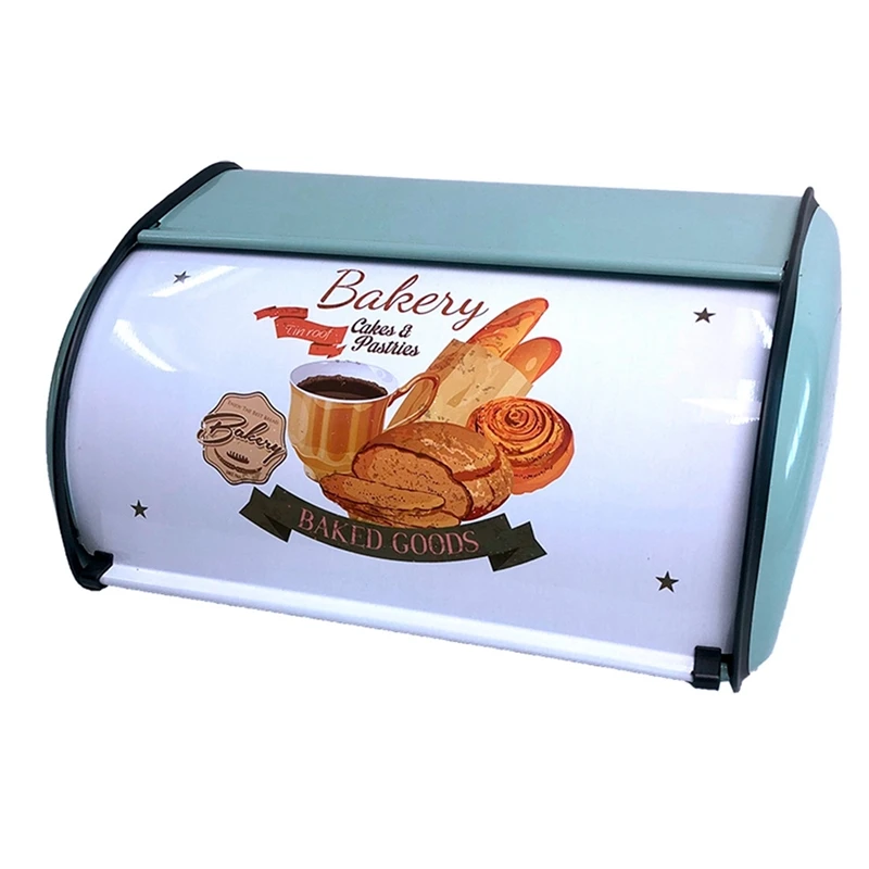 Bread Box Bin Storage Containers Rolling Door For Home Coffee Shop Or Bakery Bread Box Kitchen Storage Containers Holder