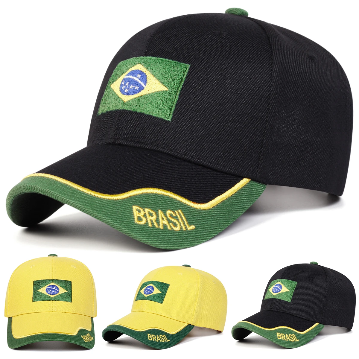 Unisex Brazilian Flag Embroidery Baseball Caps Spring Autumn Outdoor Adjustable Casual Hats Sunscreen Hat Sports Cap