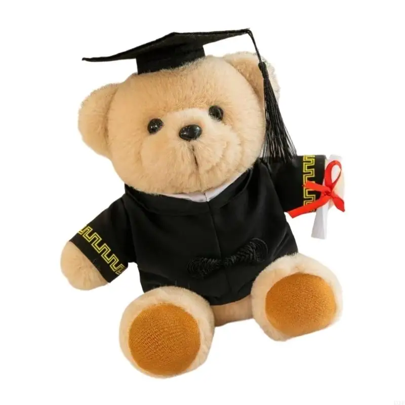 Stuffed Bear Toy Gift Graduation Supplies Bachelors Hat Cartoon Bear Toy Students Graduation Gift