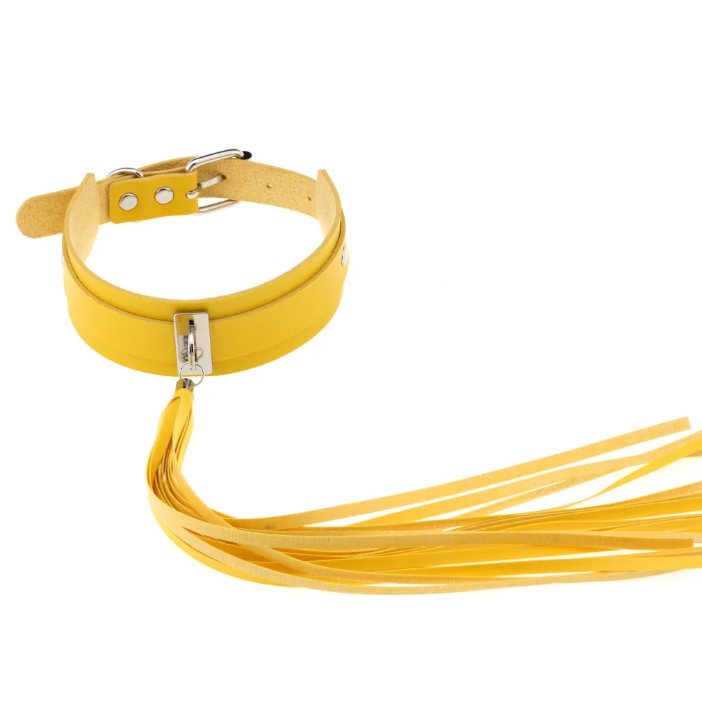 Punk Gothic Personality Exaggeration Extra-long tassels Retro Simple Multicolored Leather Stainless steel Clavicle chain