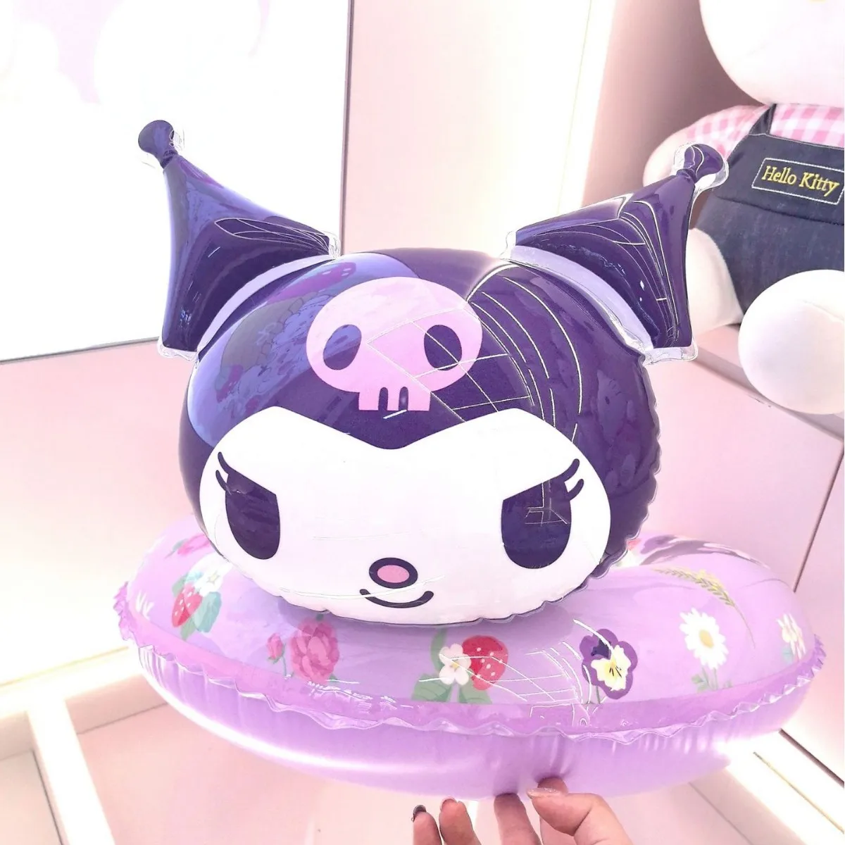 

Cute Sanrio 3D Kitty Kuromi Inflatable Pool Float Baby Swimming Ring Summer Beach Party Pool Float cartoon Party Toys