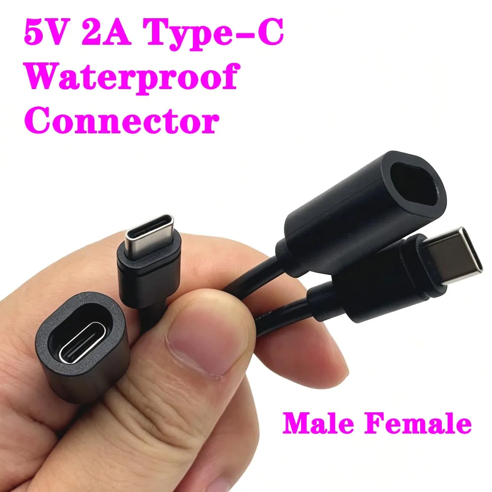 2Pin 5V 2A USB Connector Type-C Waterproof With Female  Male Socket Fast Charging Jack Charging Port USB-C Charger Plug Socket