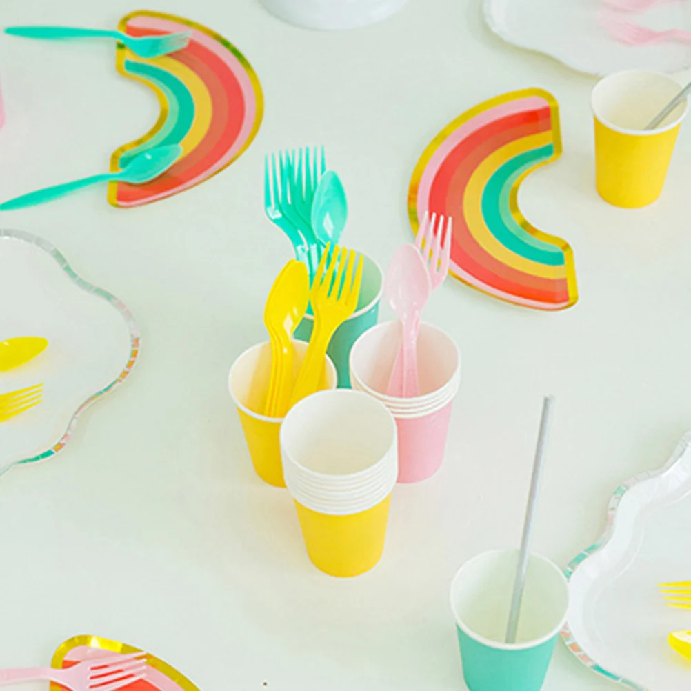 

16Pcs Rainbow Paper Plates Disposable Eco Friendly Party Plates for Birthday Wedding Pastries Barbecue Fruit Paper Cake Plate