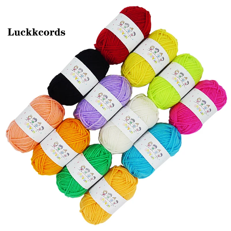 Luckkcords 12rolls/300g/pack 4- Strand 12 Color Yarn Milk Cotton Children's Handmade Rough Spinning Kindergarten Sticker Art