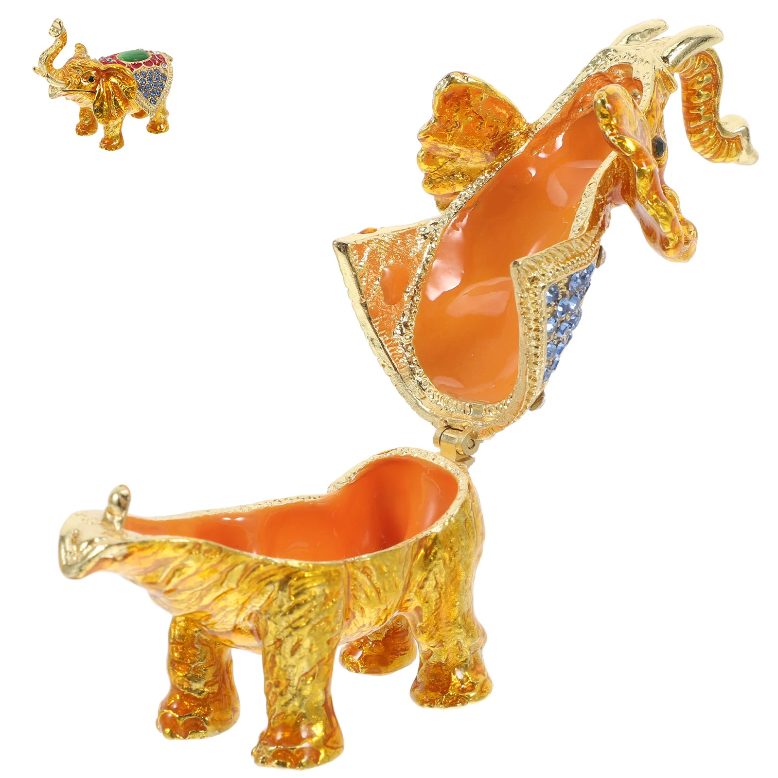 

Zinc Alloy Elephant Jewelry Box Sparkling Rhinestone Trinkets Storage Container for Ring Earring Necklace Organizer Home Decor