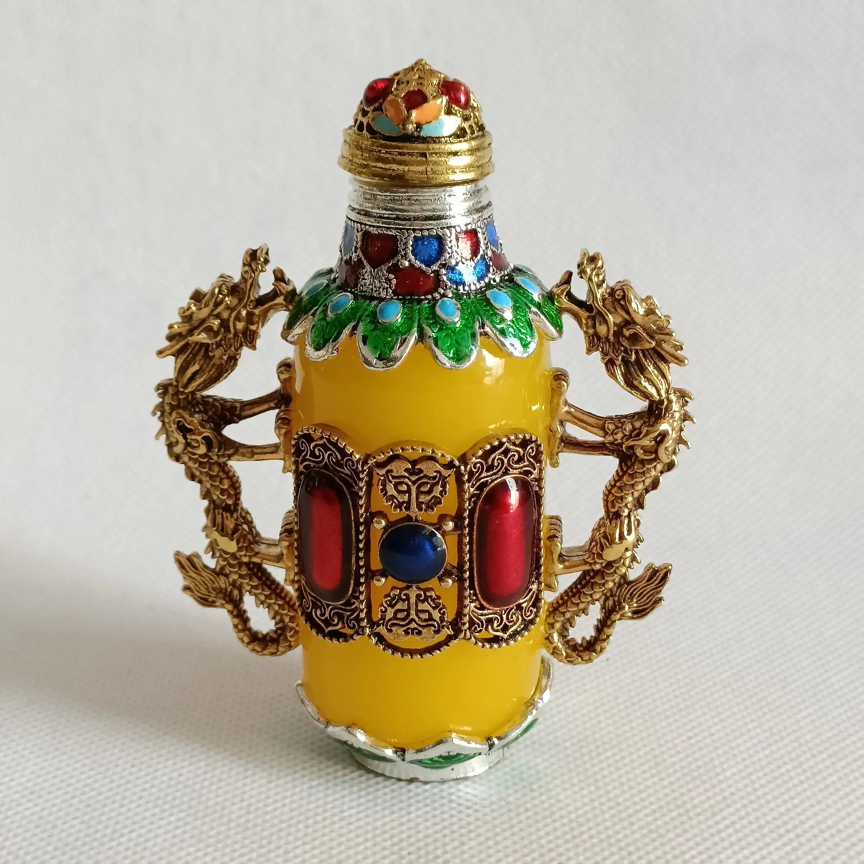 

Chinese Elaboration,Good Luck Wealth “Dragon”Snuff Bottle,Metal Crafts,Home Decoration,collect