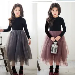 Girl Dress 2023 Spring Autumn Long Sleeve Dresses for Kids Lace Children Party Dress Teenager Princess Weddings Tulle Costume