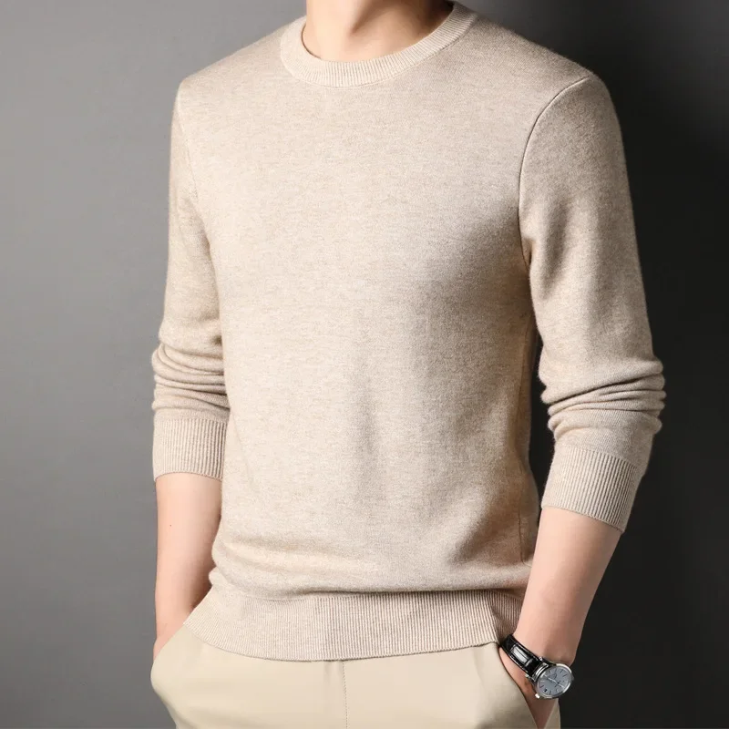 Spring And Autumn Men's Pullovers Solid Color Thin Sweater Men Simple Style O-neck Thin Male Clothing Underwear