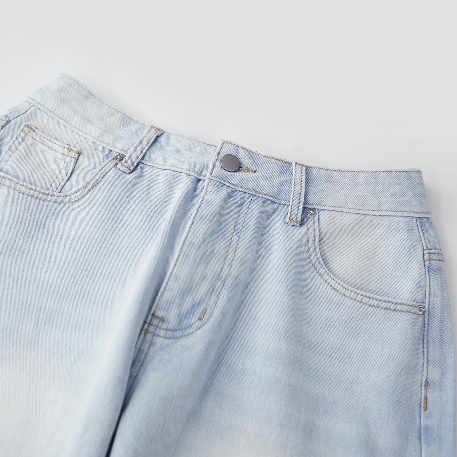 Damenjeans mit Taschen, schlicht, stilvoll, blau, niedrige Taille, lässig, weites Bein, Denim-Hose