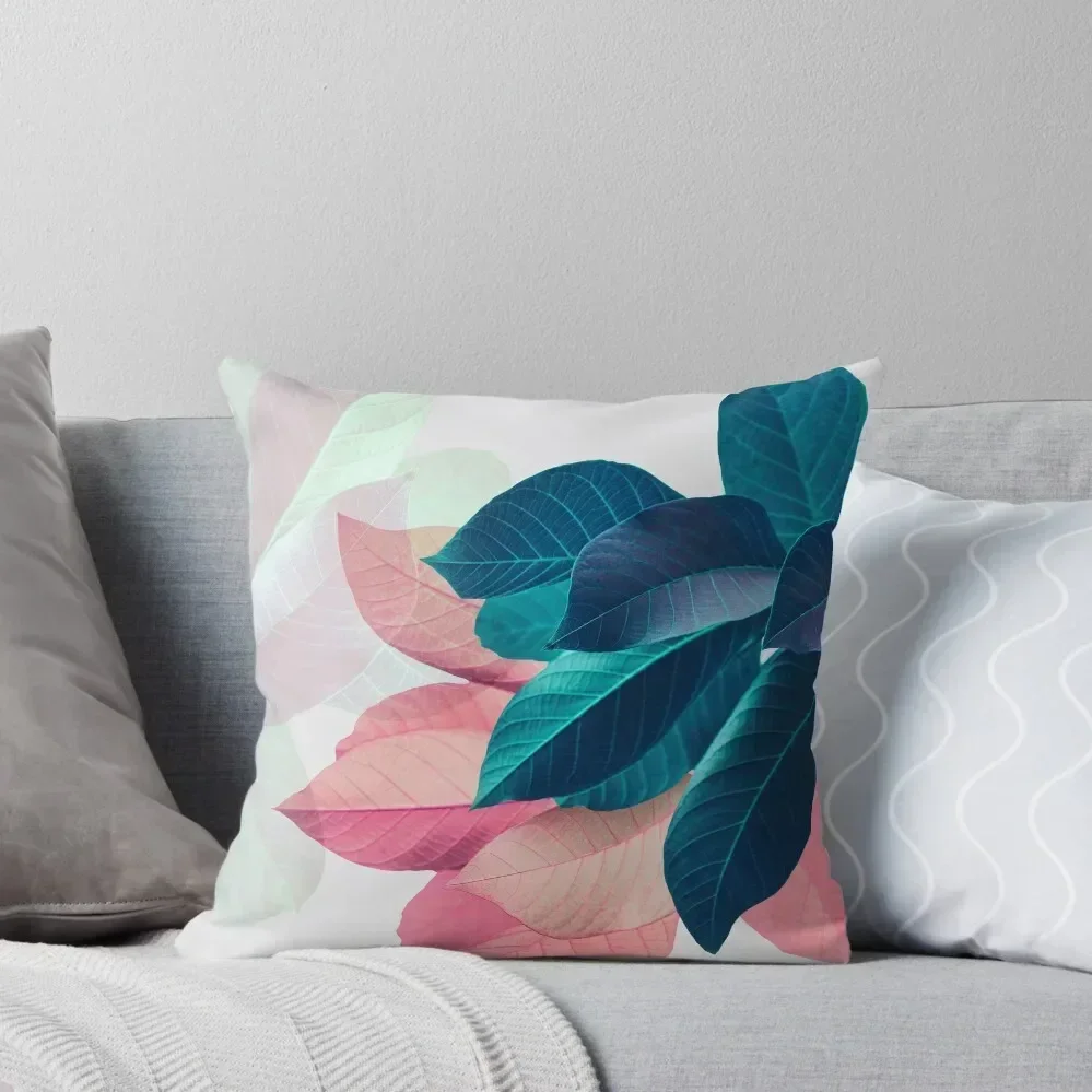 

Blue Pink Plant Leaf Throw Pillow Cushion Cover Luxury pillowcases for sofa cushions Decorative Pillow Covers For Sofa pillow