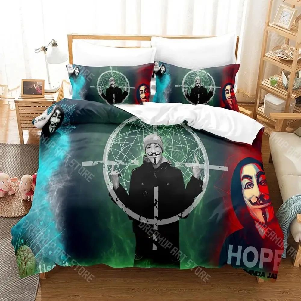 3D Printed Personality Technology Anonymous Bedding Set for Boys Girls Duvet Cover Twin Queen King Full Single Double Sizes