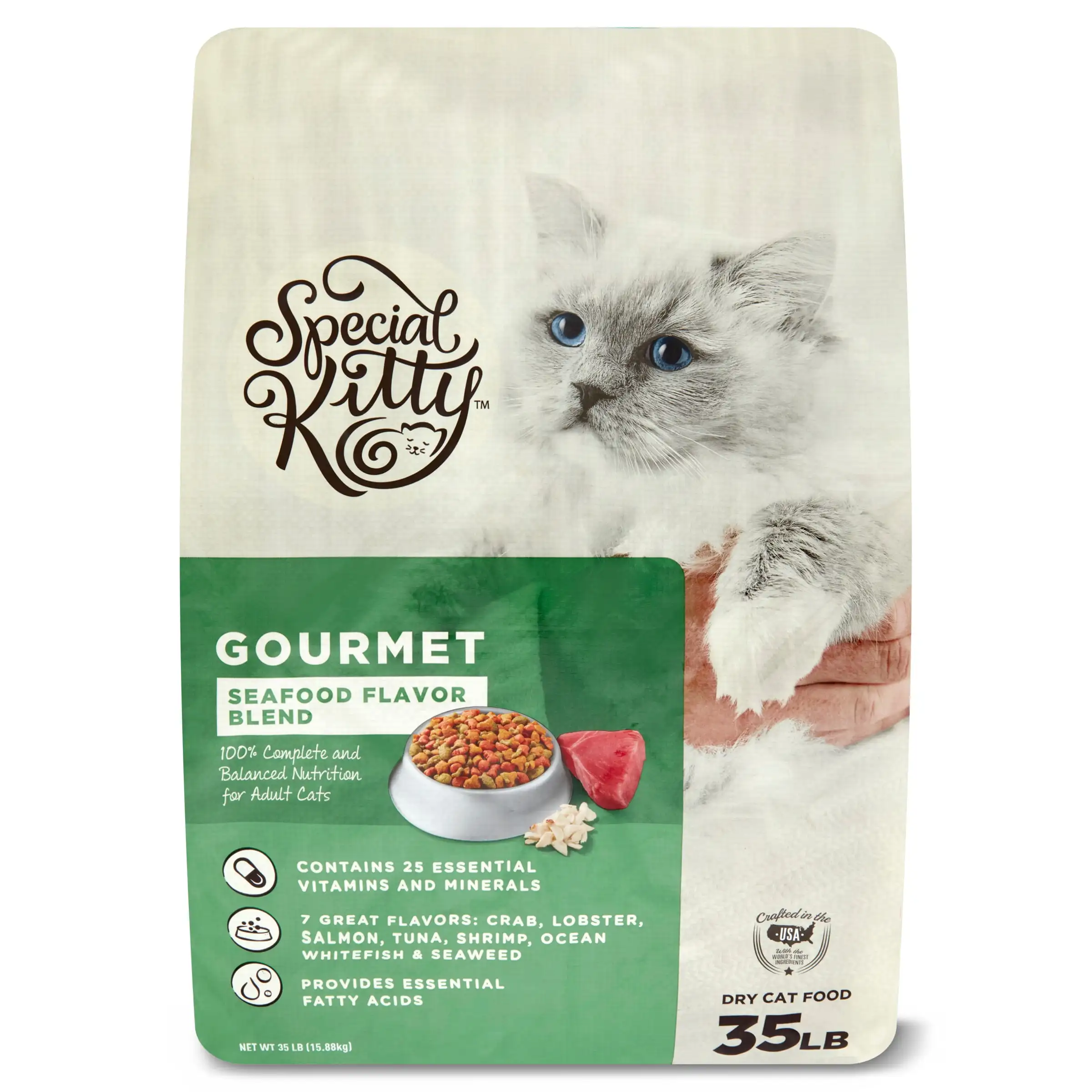 Speciale Kitty Gourmet Formula cibo secco per gatti, miscela di sapore di frutti di mare, 35 lb