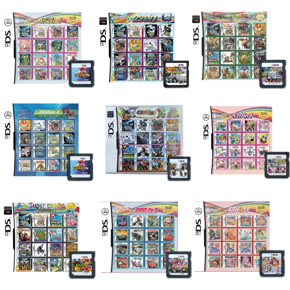 Multi Games Game Cartridge Card USA Vers 23in1 208in1 480in1 4300in1 Compilation DS NDS 3DS 3DS NDSL Video Game Handheld Player