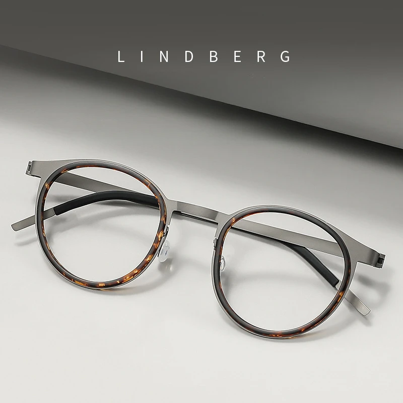 

LindbeHigh Quality Titanium Glasses Rim Mild Luxury Retro Fashion Glasses Frame Anti-Blue Light Prescription Reading Eye Glasses