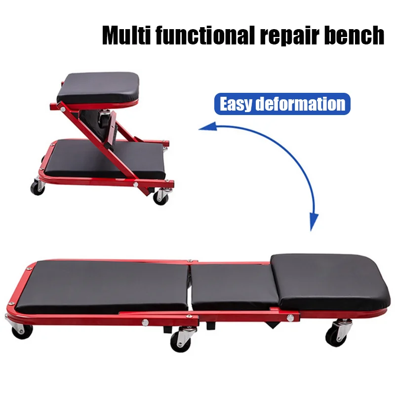 Folding Car Repair Bed 36-inch Auto Maintenance Work Bench Chair Auto Workshop Bench Wheels Roller Car Creeper Seat Roller Seat
