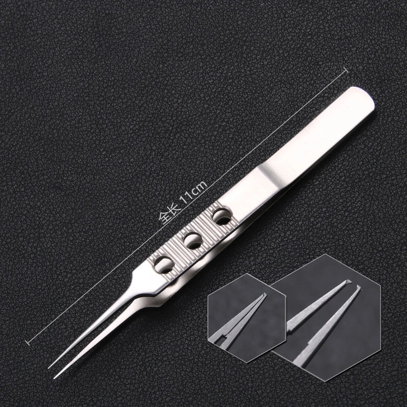 

1pcs Stainless steel Dovetailed Tweezers Platforms Ophthalmic Fure Hair planting Micros Forceps 10.5CM