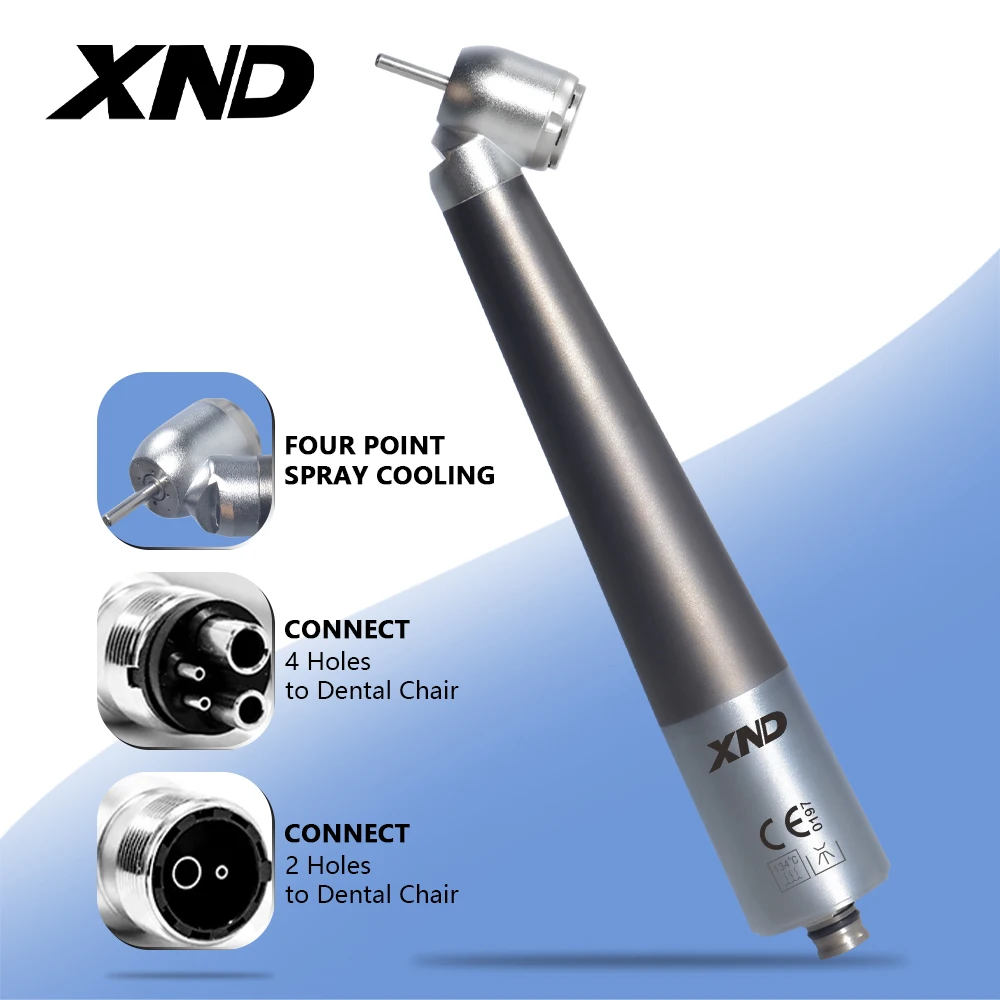 XND 45 Degree Dental High Speed Handpiece with Fiber Optic Air Turbine for Impacted Teeth Remove Compatible with NSK Coupling