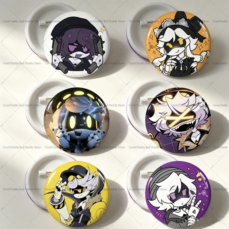Cute Murder Drones Round Brooches Badges Set Anime Robot Character Button Pins Decor Lapel Pin for Bags Jackets Decor Ornament