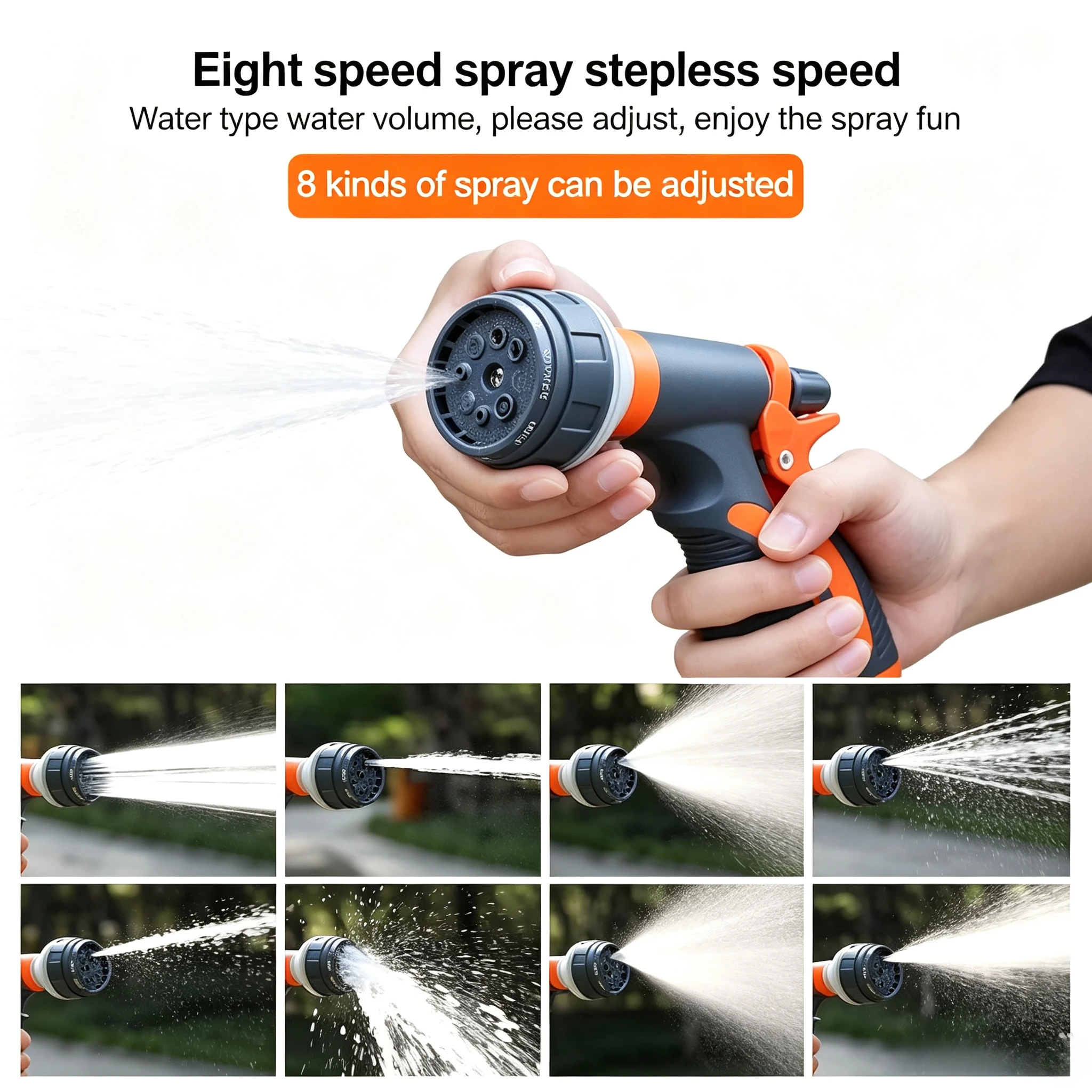 Adjustable High‑Pressure Water Spray Gun, Garden Hose Nozzle for Car Washing, Yard & Patio Outdoor Cleaning