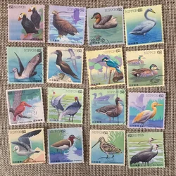 16Pcs/Set Japan Post Stamps C1352-C1367 Birds Swan Waterfowl  Marked Postage Stamps for Collecting