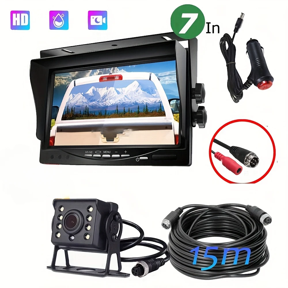 

Универсальная камера заднего вида ночного видения 24 В с 7-дюймовым монитором для грузовиков, подключаемая мощность, рабочее напряжение 12–24 В