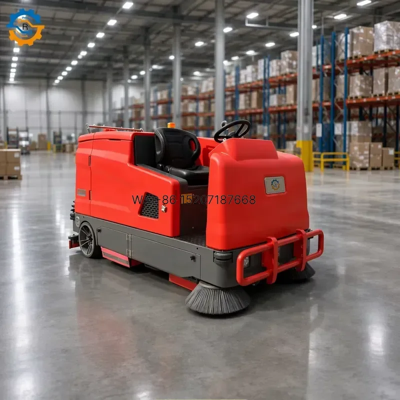 Wmwmnu for ROD 1450mm Ride-on Industrial Floor Sweeper Scrubber 4-in-1 Washing Drying for Factory Warehouse Parking