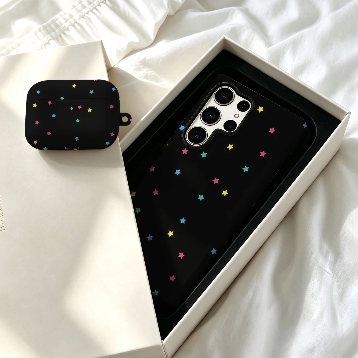 Pirve Phone Case For Samsung Galaxy S26 S25 Ultra S24 S23 Plus Shockproof Double Layer Tough Back Colorful Stars Black Cover