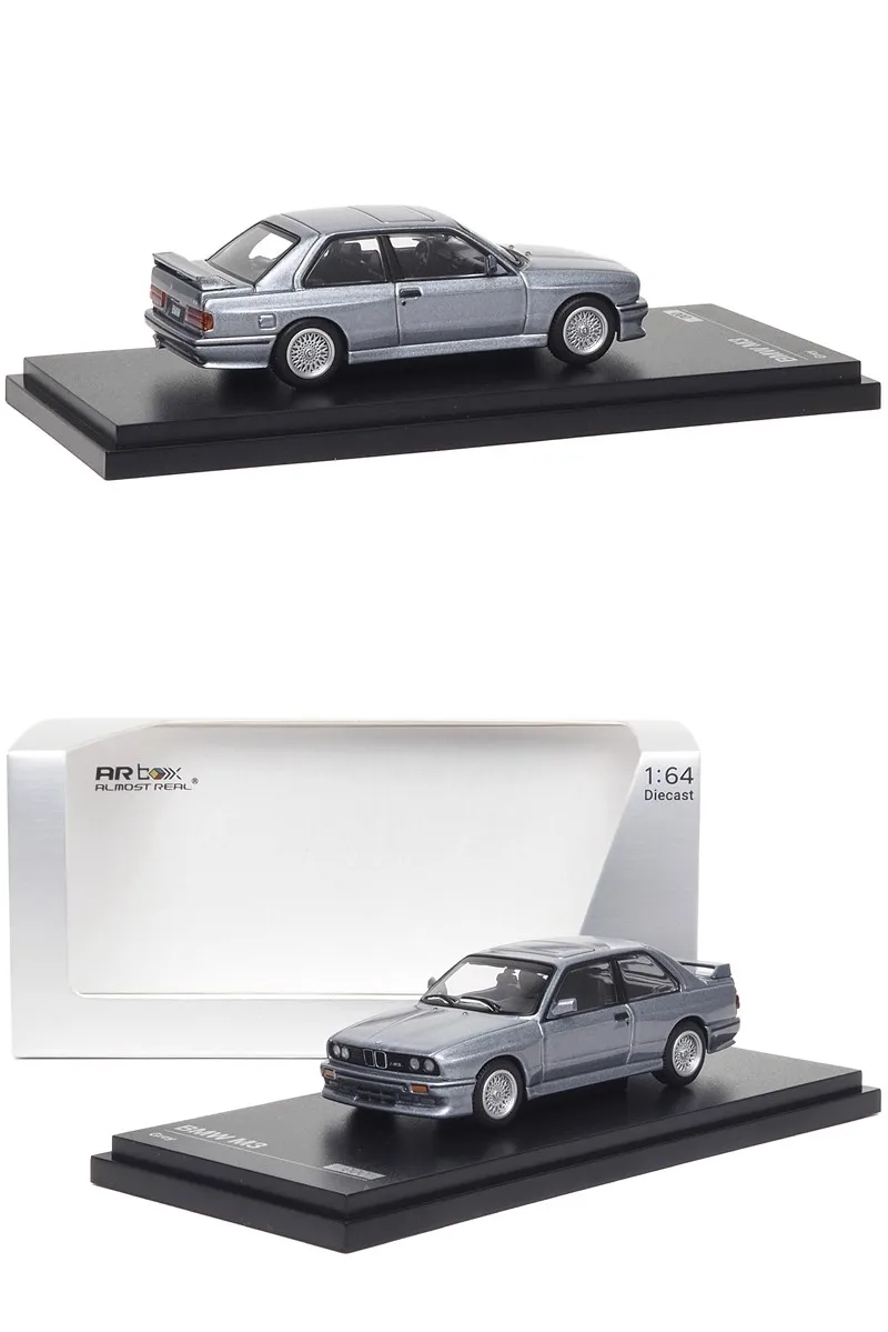 New 1/64 Almost Real Car Model Bmw M3 E30 Grey Car Model Alloy Simulation Car Diecast AR Box Toy Ornament Custom Birthday Gift