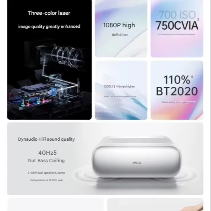 JMGO O2 الجيل الثلاثي ليزر فائق القصير 1080P جهاز عرض صغير مع 750CVIA/MT9667 3GB + 32GB/Bonfire OS 7.0 #2