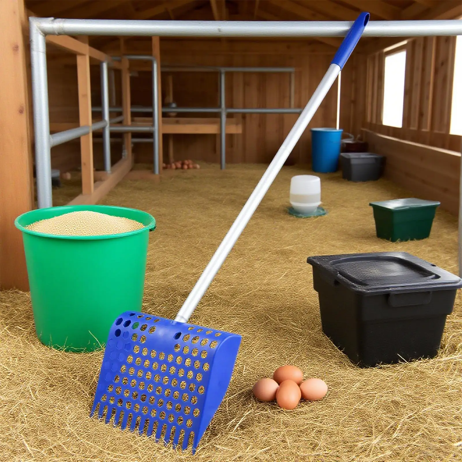 

Dual-Head Poop Scoop and Rake, Detachable Dung Shovel for Chicken Coop, Cat Litter & Dog Waste Cleaning, Screening Shovel