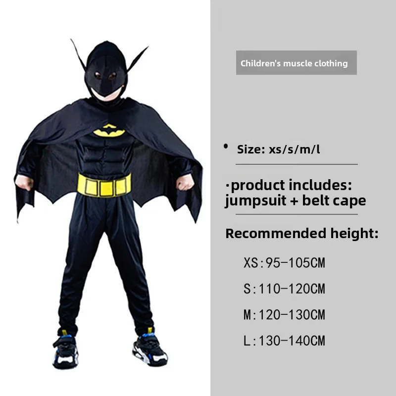 Spider Man Boy Muscle Suit and Mask Character Captain America Superhero Role-playing Halloween Party Costume Headgear Separated - view 5