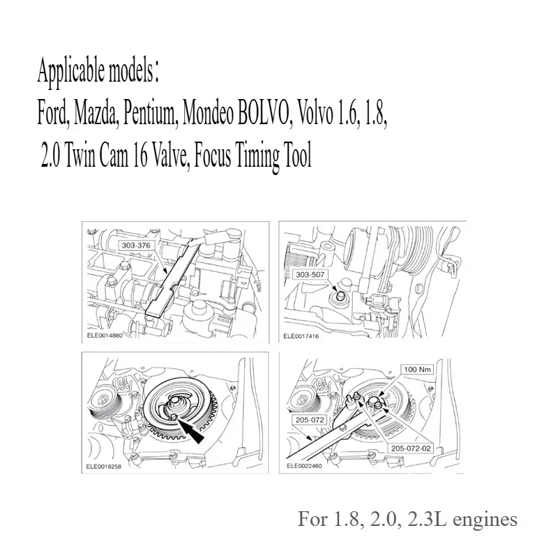 5pcs Petrol Engine Timing Tool Locking Kit 1.8 2.0 2.3L Camshaft Setting Locking kit Tool Timing P in For Ford Fiesta Focus Puma