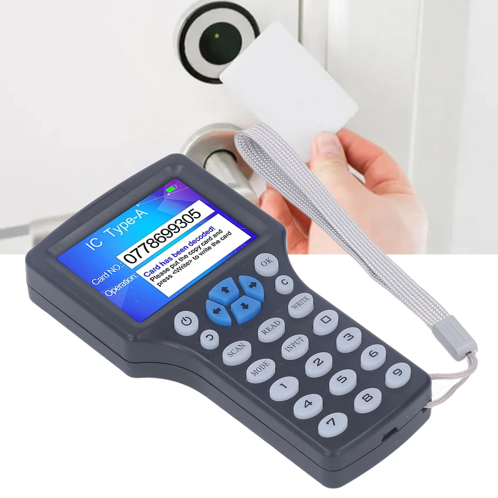 Lecteur de cartes NFC RFID noir avec porte-clés UID, écran couleur HD 2,8 pouces, copieur et graveur de cartes, duplicateur de cartes RFID