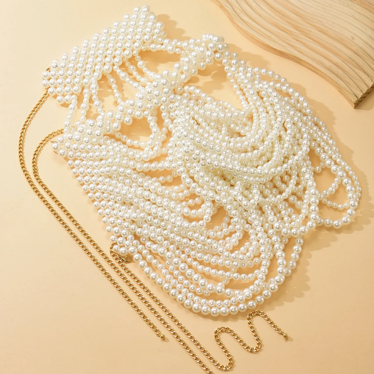 Luxurious And Ornate Handmade Beaded Heavy-Duty Multi-Layer U-Shaped Design Body Necklace, Suitable For Wearing At Weddings.
