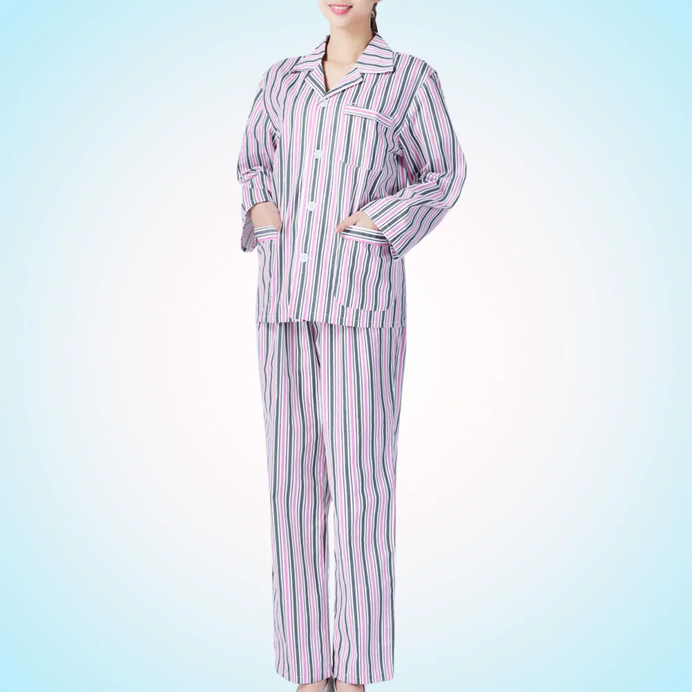 

Hospitalized Pajamas Cotton Pyjamas for Women Soft Sleepwear Long Sleeve Patient Hospital Clothes Winter Stripe Design