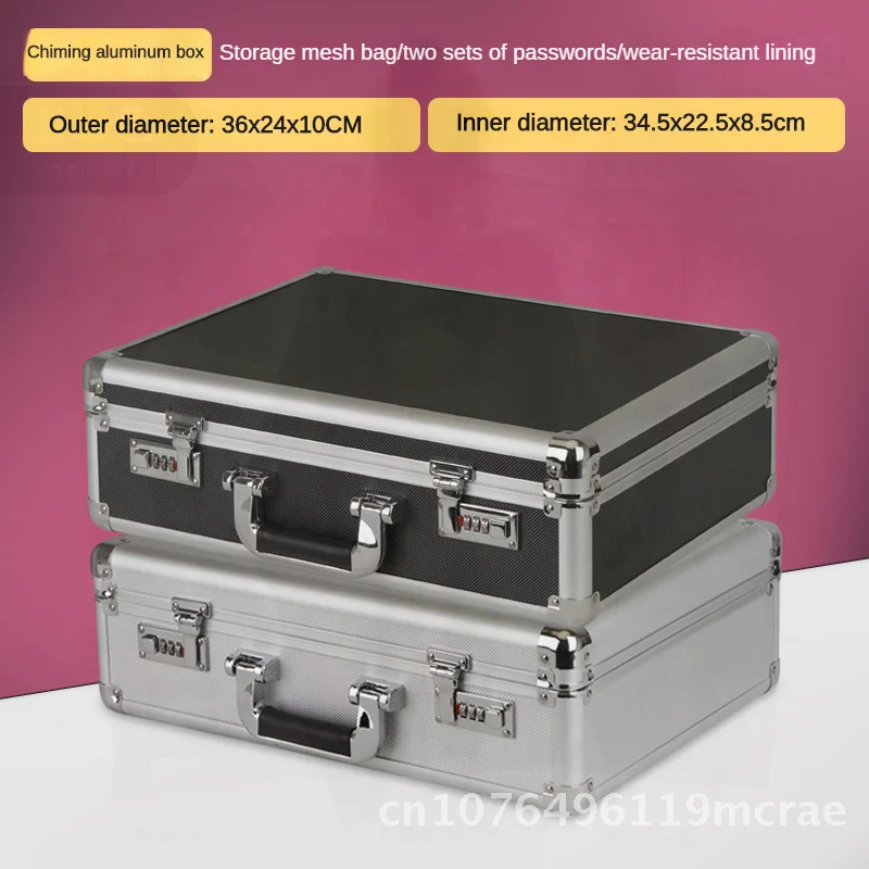 Portable Aluminum Alloy Toolbox With Password Lock  Portable Storage Box For Household File Hardware Instrument Storage Case