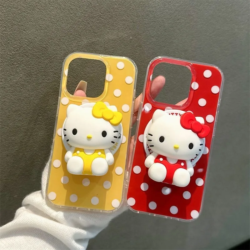 حامل قبضة الهاتف المحمول المغناطيسي Hello Kitty قابل للطي لهاتف Magsafe IPhone مقبس جيب حامل هاتف لطيف لهاتف Samsung Mac Bracket #6