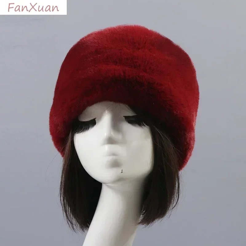 قبعات الفراء الصناعي للنساء الشتاء الخريف رقيق قبعة الروسية قبعة الشتاء الإناث #4
