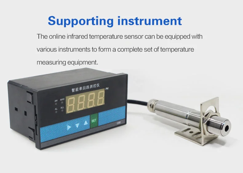 Termometer Inframerah Non-kontak 4-20MA Termometer Industri Pemancar Probe RS485 Sensor Suhu/Modbus