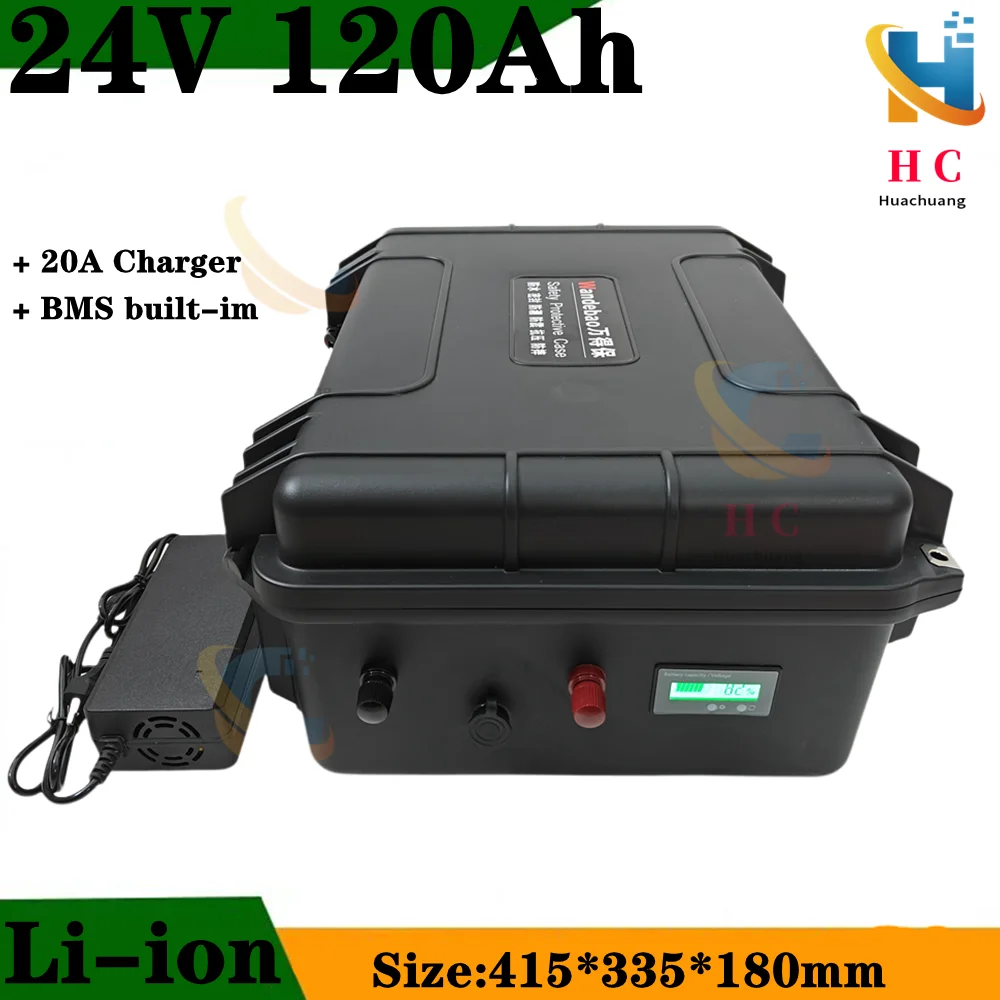 24V 120Ah lithium li ion battery pack with USB for outdoor power supply caravan RV motorhome backup power UPS+10A charger