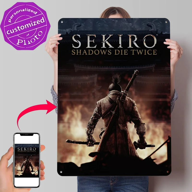 Sekiro: Shadows Die Twice Game Personalized 3D Textured Metal Poster Wall Art Tinplate Sign for Modern Home Decoration Gaming