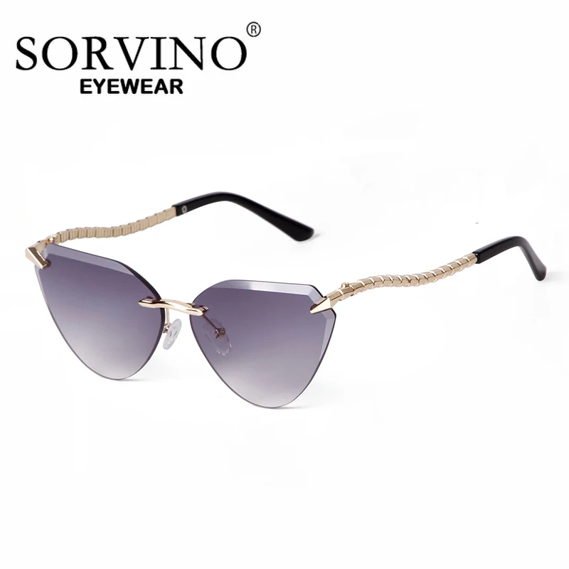 SORVINO-Lunettes de soleil œil de chat pour femmes, célèbre marque de styliste, double lentille de document, nickel é UV400, haute qualité, sans monture