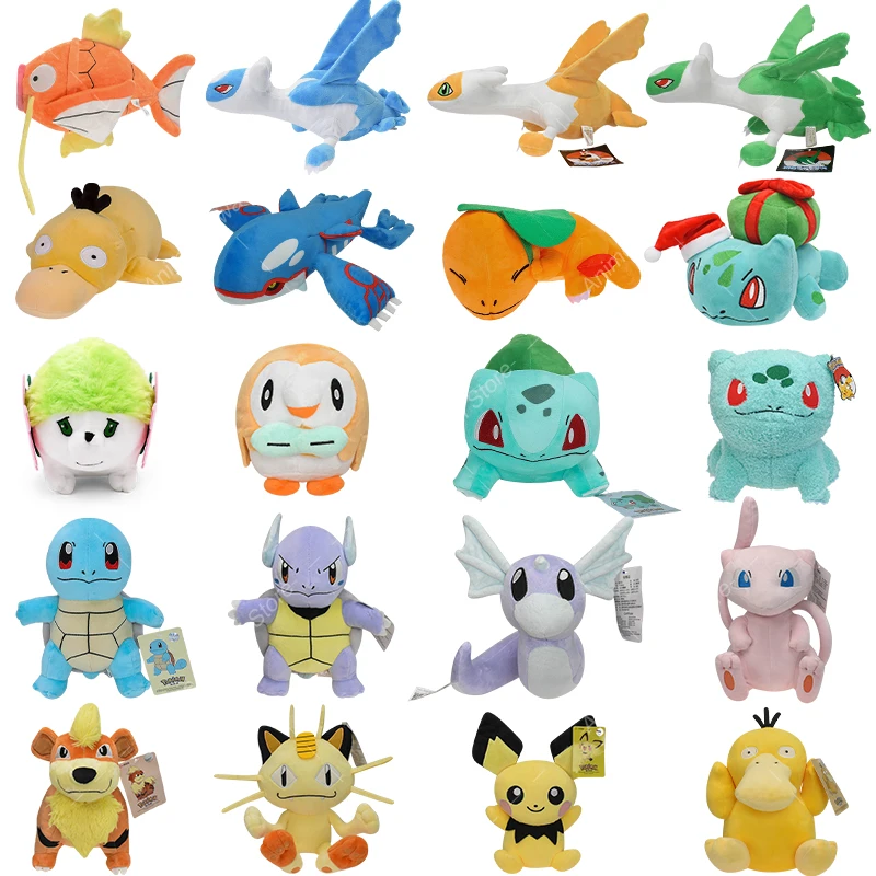 Pokemon Plush Toy Psyduck Latios Magikarp Bulbasaur Growlithe Kyogre Meowth Psyduck Charmander Shaymin Rowlet Stuffed Dolls